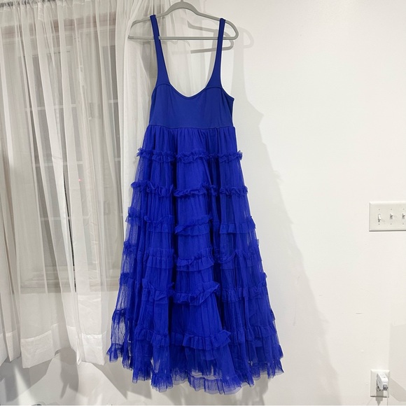 New Anthropologie Let Me Be Tiered Tulle Maxi Dress Blue - Picture 7 of 8